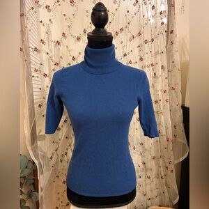 Magaschoni Royal Blue Short-Sleeve Turtleneck Sweater